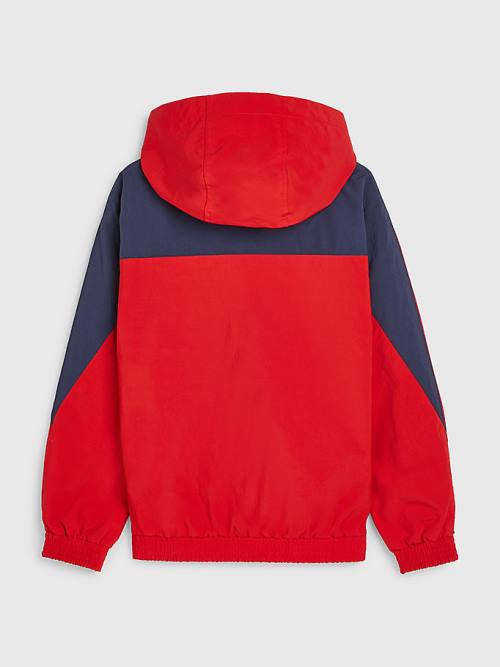 Red Tommy Hilfiger Hooded Logo Chicago Windbreaker Boys' Jackets | TH528ARS