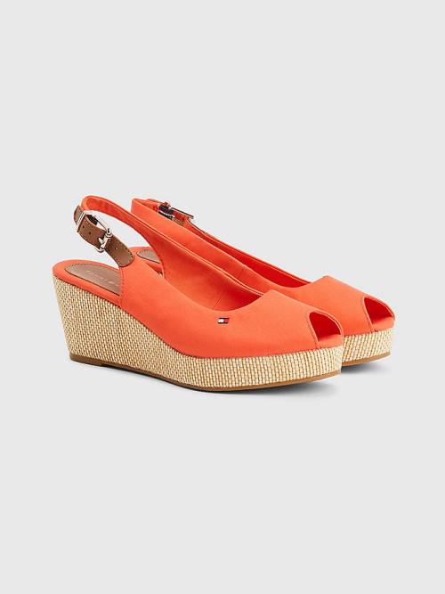 Red Tommy Hilfiger Iconic Slingback Espadrille Wedges Women\'s Sandals | TH348YTH