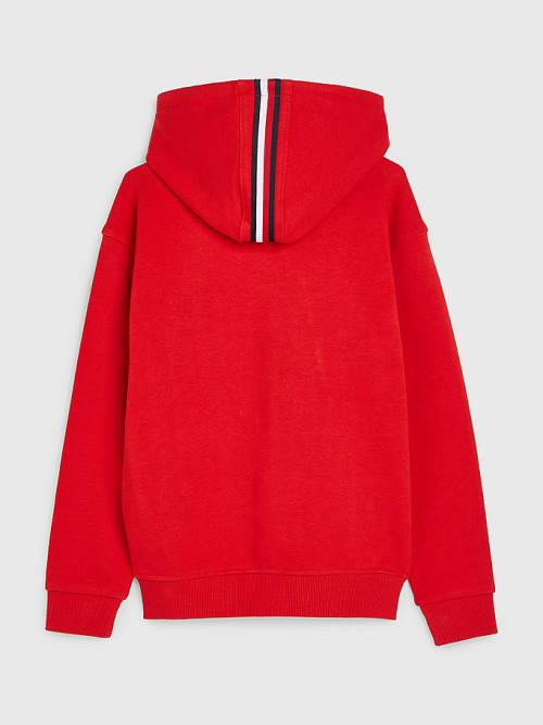 Red Tommy Hilfiger Logo Embroidery Zip-Thru Boys' Hoodie | TH916DKF