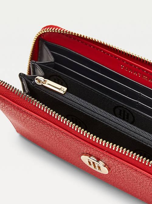 Red Tommy Hilfiger TH Core Large Zip Women's Wallets | TH183VEL