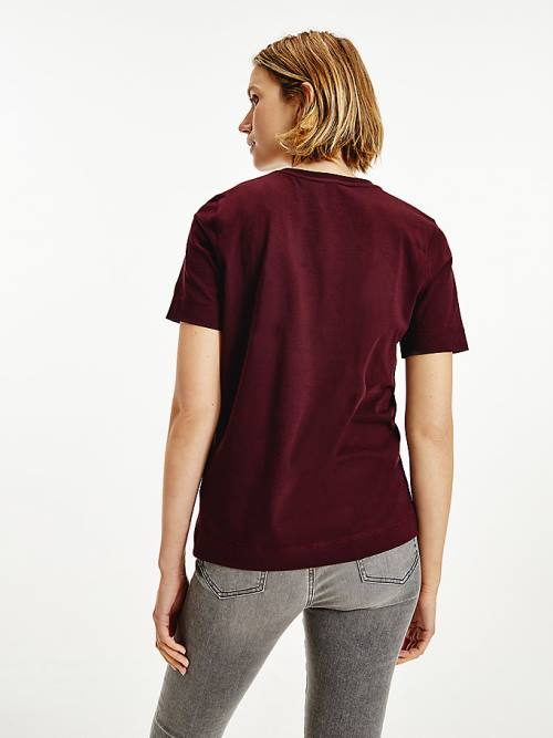 Red Tommy Hilfiger Tommy Icons Landscape Logo Women's T Shirts | TH609EID