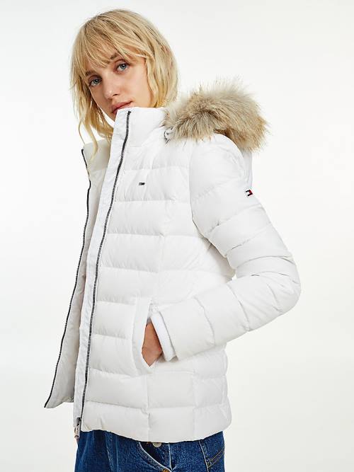 White Tommy Hilfiger Hooded Down Women's Jackets | TH904WRK