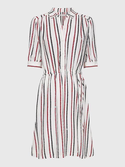White Tommy Hilfiger Relaxed Dot Fit & Flare Women's Dress | TH279WOS