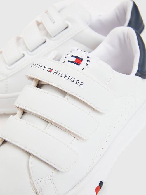 White Tommy Hilfiger Signature Midsole Low-Top Boys' Sneakers | TH402AVO
