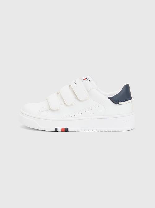 White Tommy Hilfiger Signature Midsole Low-Top Boys' Sneakers | TH402AVO