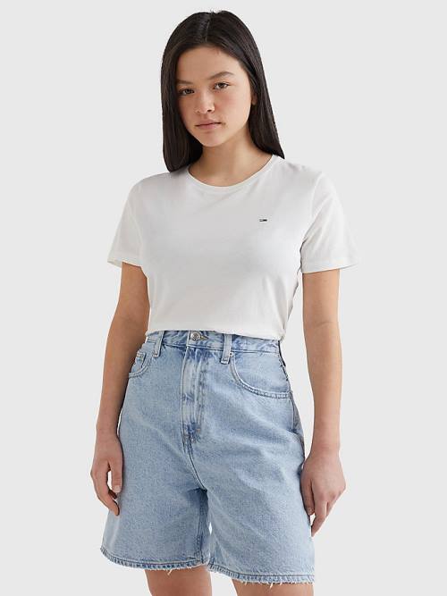 White Tommy Hilfiger Soft Jersey Women\'s T Shirts | TH927NHL