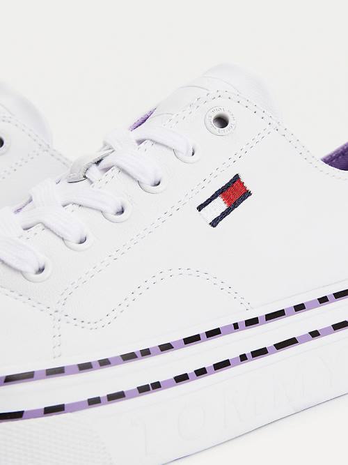 White Tommy Hilfiger Zebra Print Platform Women's Sneakers | TH908NJW